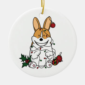 Ornement en céramique de corgi de Noël