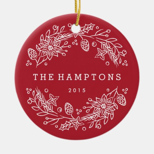 Ornement en céramique de couronne de Noël - Berry (Devant)