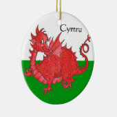 Ornement en céramique de dragon, vert et blanc (Droite)