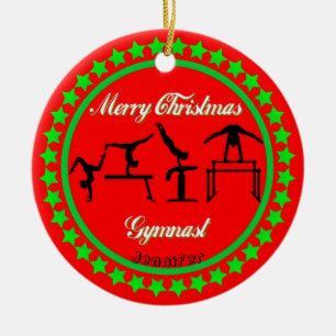 Ornement en céramique de gymnastique Joyeux Noël