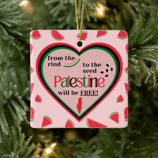Ornement En Céramique De la couenne à la semence la Palestine sera libre (Arbre)