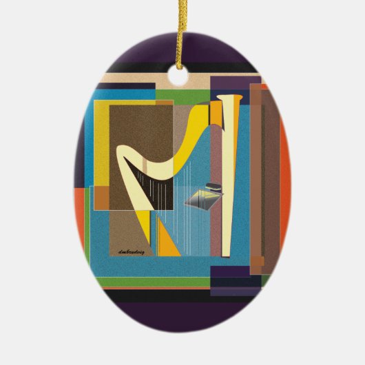 Ornement en céramique de la Harpe d'or jaune (Devant)