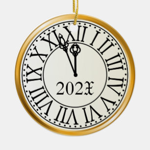 Ornement en céramique de l'horloge du Nouvel An an