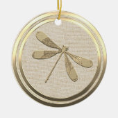 Ornement en céramique de libellule en or de style (Devant)