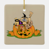 Ornement En Céramique De mignons chiens d'Halloween en Citrouille (Dos)