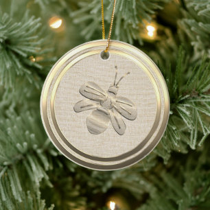 Ornement en céramique de Noël abeille de style vin