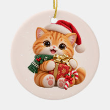 Ornement en céramique de Noël chaton mignon