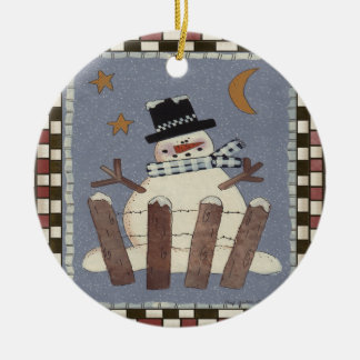 Ornement en céramique de Noël de bonhomme de neige