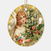 Ornement en céramique de Noël de fille victorienne (Gauche)