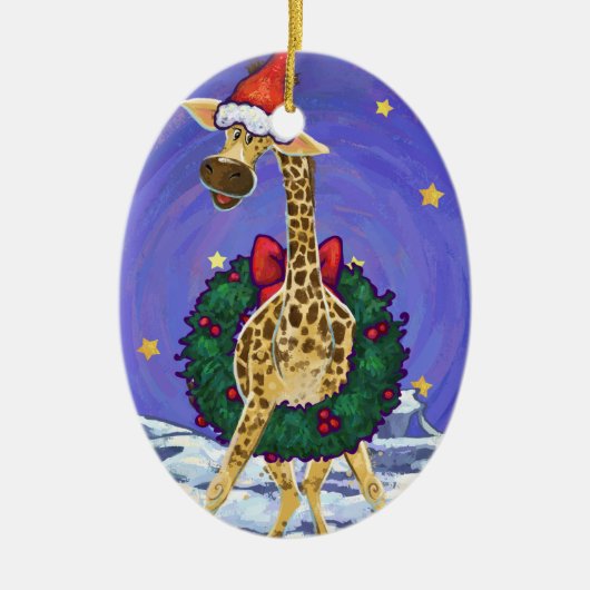 Ornement en céramique de Noël de Giraffe (Devant)