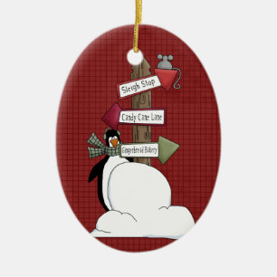 Ornement en céramique de Noël de pingouin de Pô