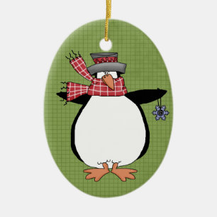 Ornement en céramique de Noël de pingouin d'hive