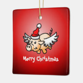 Ornement en céramique de Noël de porc volant (Gauche)
