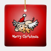 Ornement en céramique de Noël de porc volant (Dos)