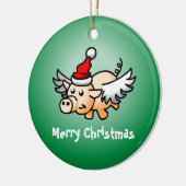 Ornement en céramique de Noël de porc volant (Gauche)