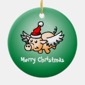 Ornement en céramique de Noël de porc volant (Dos)