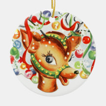Ornement en céramique de Noël de renne vintage