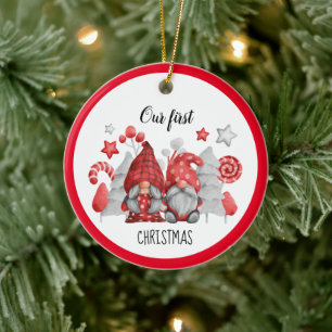 Ornement en céramique de Noël Gnomes