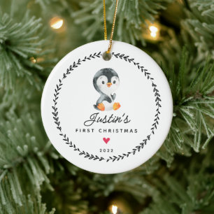 Ornement en céramique de Noël pour bébé - Manchot