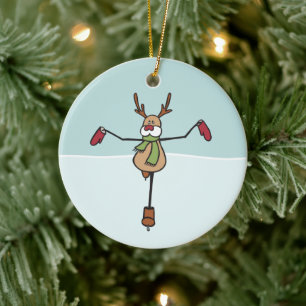 Ornement en céramique de rennes de danse mignonne