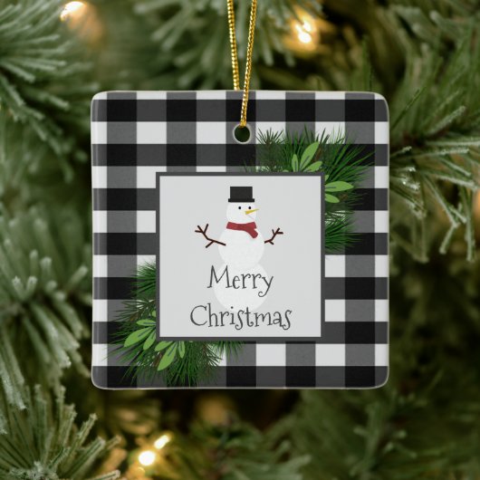 Ornement en céramique de Snowman Buffalo (Arbre)