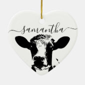 Ornement en céramique de vache blanche noire (Dos)