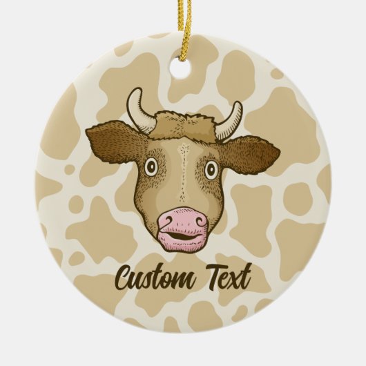 Ornement en céramique de vache surpris (Devant)