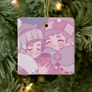 Ornement En Céramique Début hiver neige