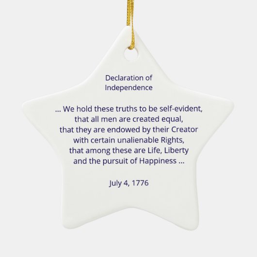 Ornement En Céramique Déclaration d'indépendance 250e anniversaire USA (Dos)