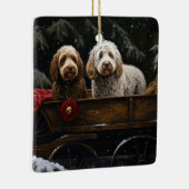 Ornement En Céramique Décor de Noël Cockapoo Snowy Sleigh (Droite)