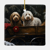 Ornement En Céramique Décor de Noël Cockapoo Snowy Sleigh (Dos)