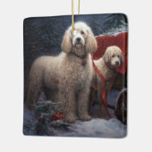 Ornement En Céramique Décor de Noël de caniche Snowy (Gauche)