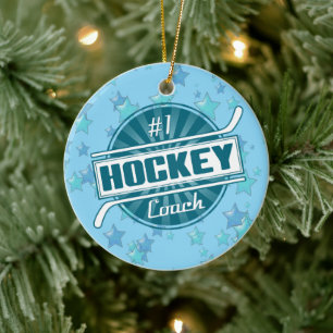 Ornement En Céramique Décor de Noël de hockey, entraîneur de hockey no 1