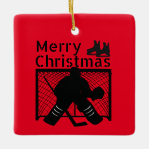 Ornement En Céramique Décor de Noël de hockey sur glace - gardien de but