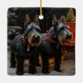 Ornement En Céramique Décor de Noël écossais Terrier Snowy Sleigh (Dos)