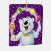 Ornement En Céramique Décor de Noël jonglant avec Ours Polaire. (Droite)