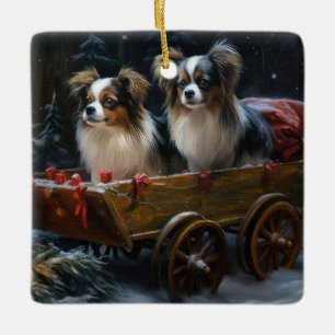 Ornement En Céramique Décor de Noël Papillon Snowy Sleigh