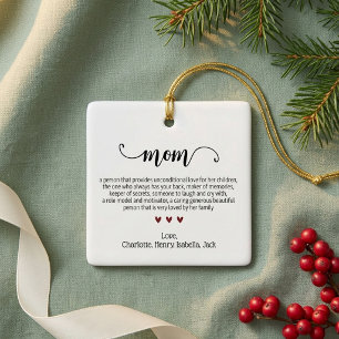 Ornement En Céramique Définition de maman écriture élégante Noël personn