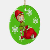 Ornement en céramique d'Elf de Noël du père noël (Droite)