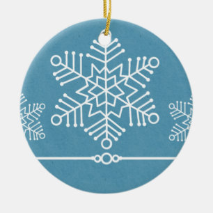 Ornement En Céramique Délicat Snowflakes Round Ornament