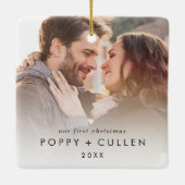 Ornement En Céramique Delicate First Christmas Couples Keepsake Photo (Dos)