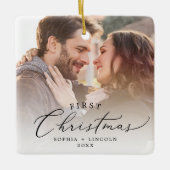 Ornement En Céramique Delicate First Christmas Couples Keepsake Photo (Devant)