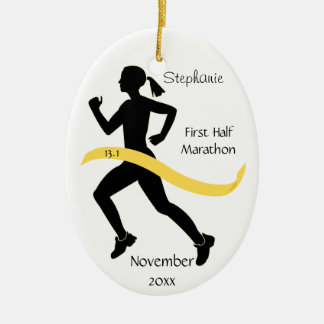 Ornement En Céramique Demi d'ornement de marathonien de femme en or