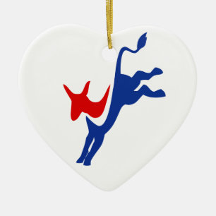 Ornement En Céramique Démocrate Donkey Heart Ornament