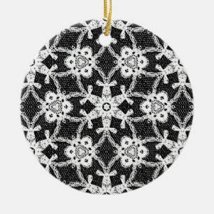 Ornement En Céramique Dentelle antique - blanc et noir