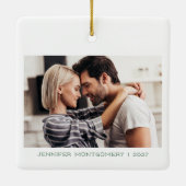 Ornement En Céramique Dernier Noël vert comme Miss Photo personnalisée (Dos)