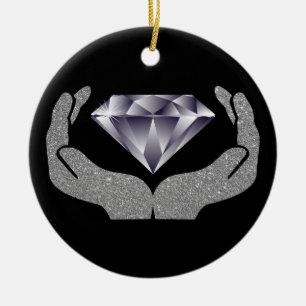 Ornement en céramique des mains de diamant