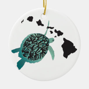 Ornement en céramique des tortues des îles Hawaii