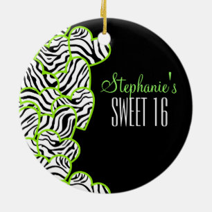 Ornement En Céramique Design élégant Green Sweet 16 Zebra Heart Design N