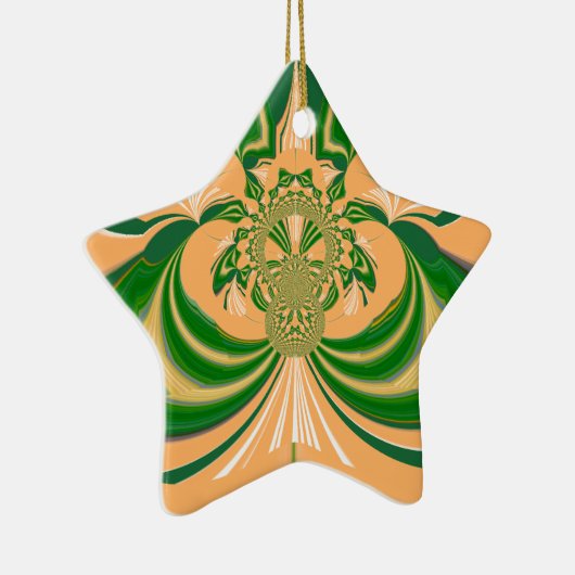 Ornement En Céramique Design vert jaune. (Droite)